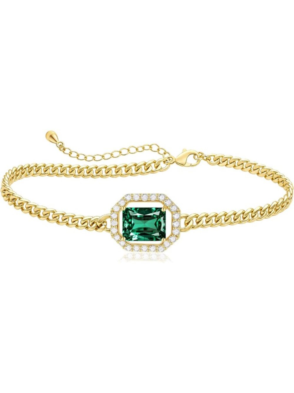 Chic Rectangle Crystal Chain Bracelet for Women | Elegant Gift with Jewelry Box
